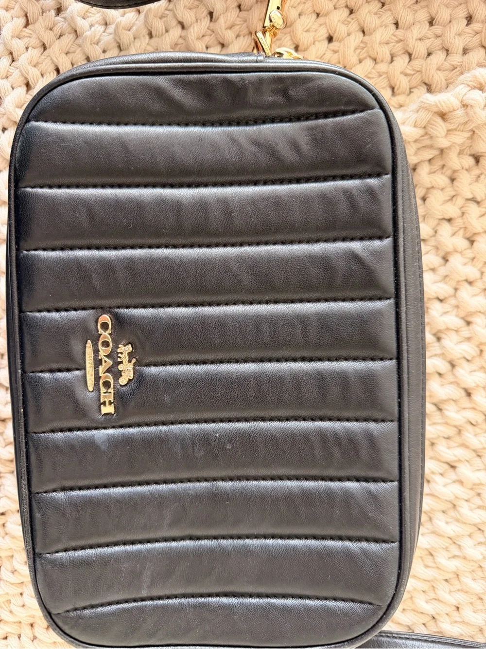 Coach Black Quilted Leather Crossbody with Gold Hardware